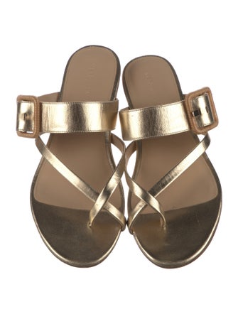 Veronica Beard Leather Animal Print Slides