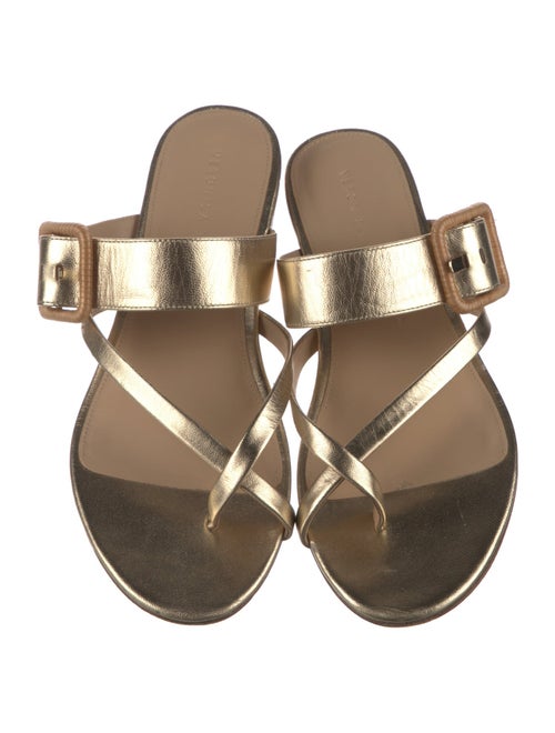 Veronica Beard Leather Animal Print Slides