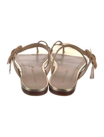 Veronica Beard Leather Animal Print Slides