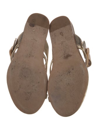 Veronica Beard Leather Animal Print Slides