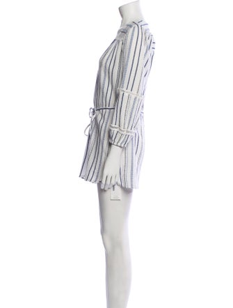 Veronica Beard Striped Plunge Neckline Romper