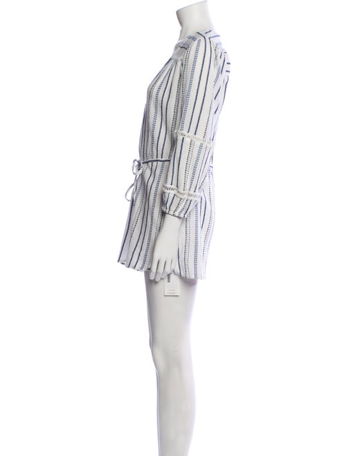 Veronica Beard Striped Plunge Neckline Romper