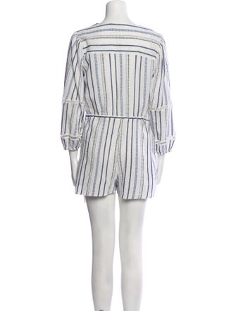 Veronica Beard Striped Plunge Neckline Romper