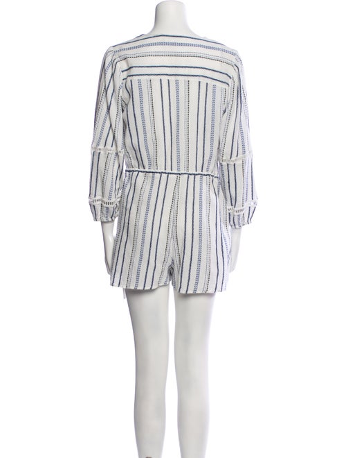 Veronica Beard Striped Plunge Neckline Romper