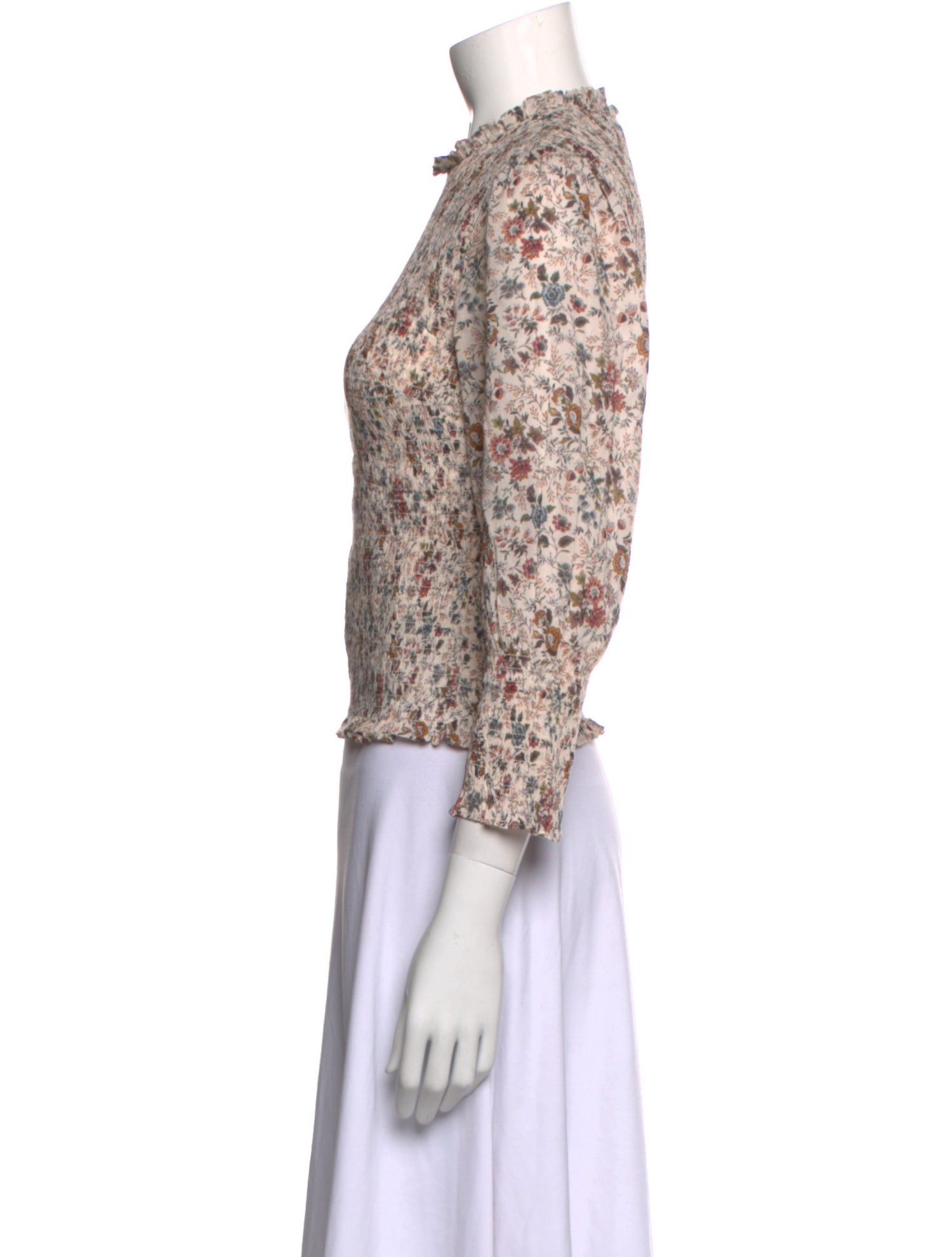 Veronica Beard Floral Print Crew Neck Crop Top