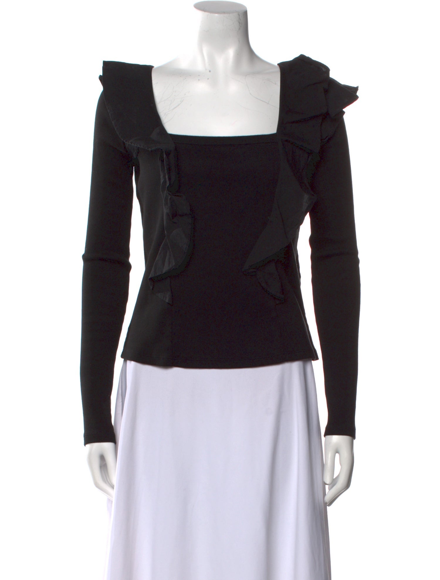 Veronica Beard Square Neckline Long Sleeve Top