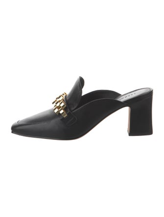 Veronica Beard Leather Chain-Link Accents Mules