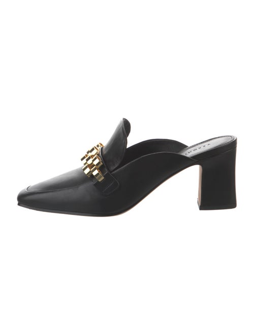 Veronica Beard Leather Chain-Link Accents Mules