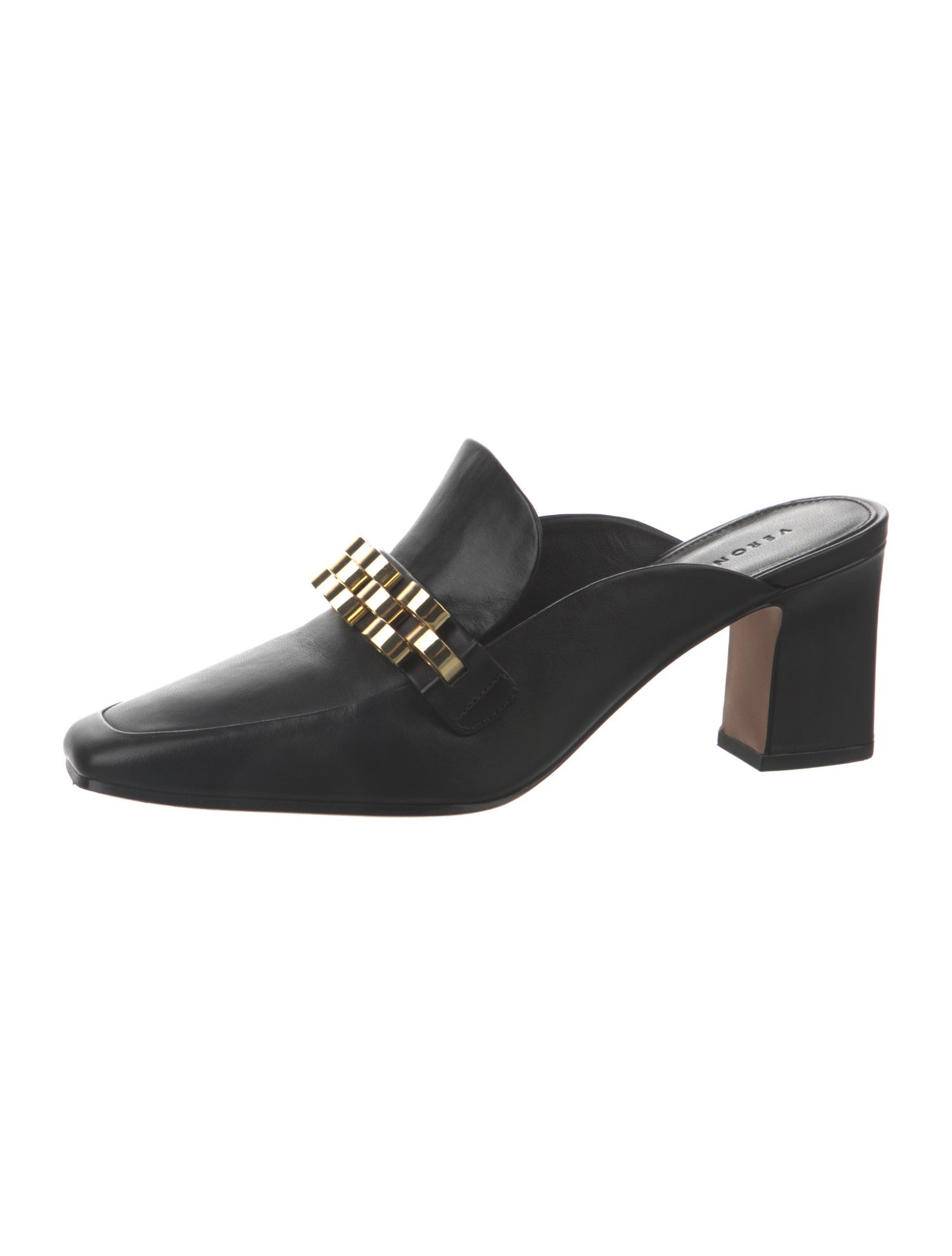 Veronica Beard Leather Chain-Link Accents Mules