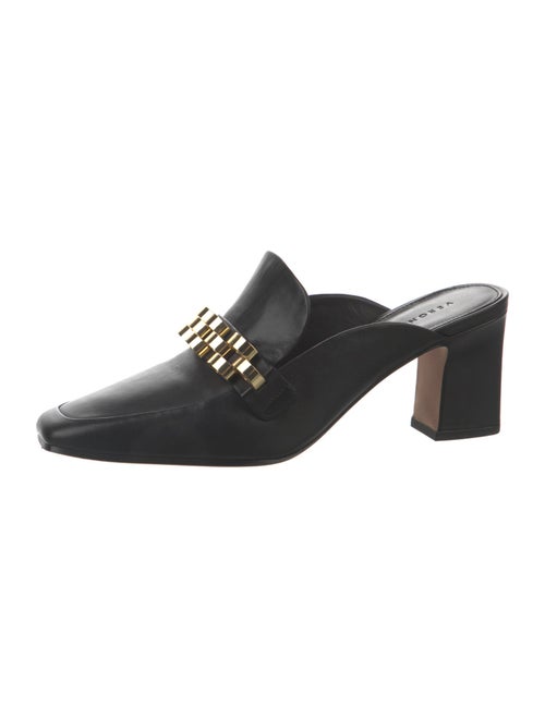 Veronica Beard Leather Chain-Link Accents Mules