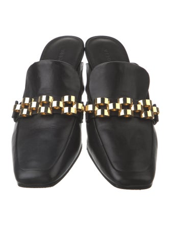 Veronica Beard Leather Chain-Link Accents Mules