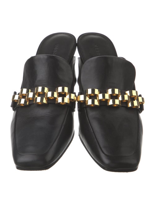 Veronica Beard Leather Chain-Link Accents Mules