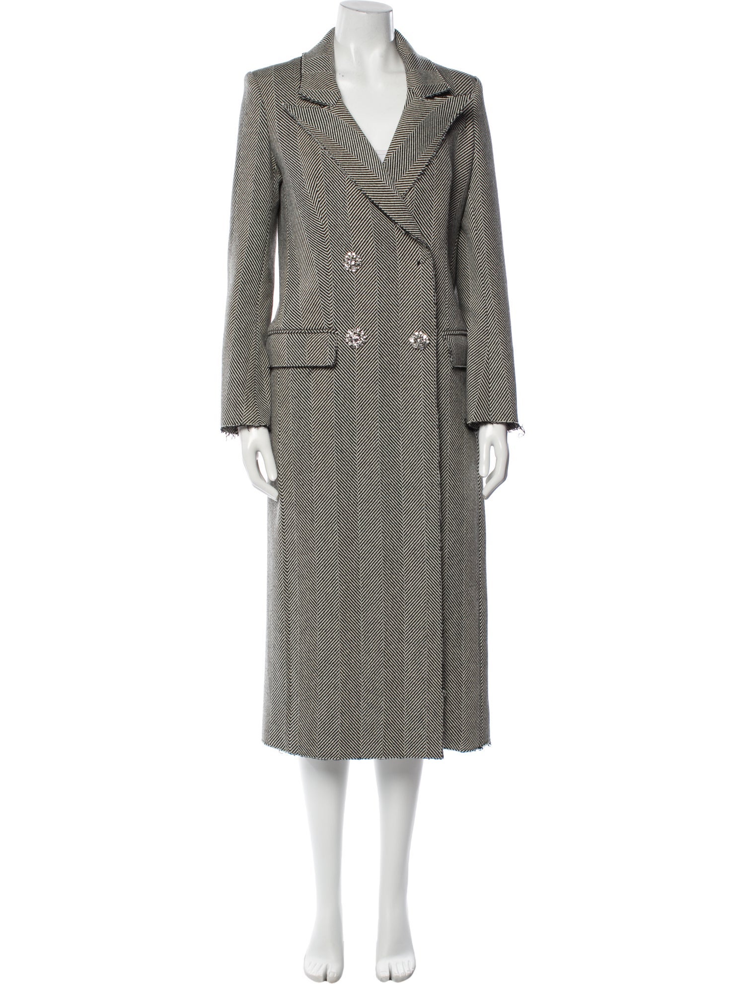 Veronica Beard Virgin Wool Striped Peacoat