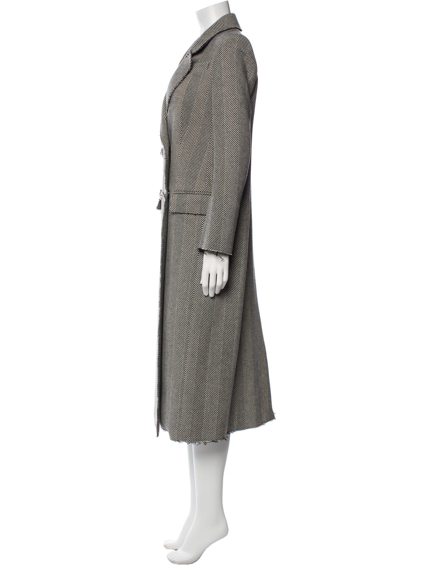Veronica Beard Virgin Wool Striped Peacoat