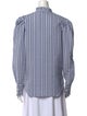 Veronica Beard Striped Mock Neck Button-Up Top