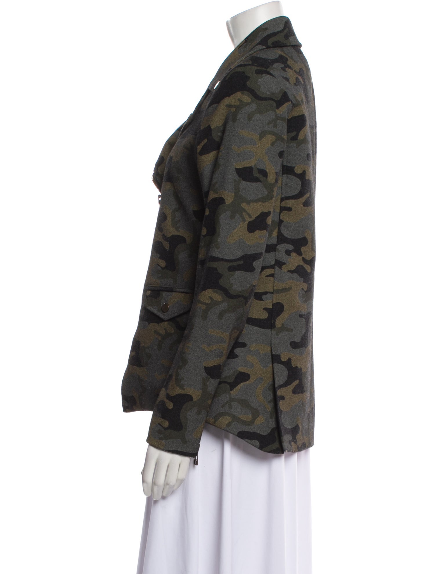 Veronica Beard Wool Camouflage Print Blazer