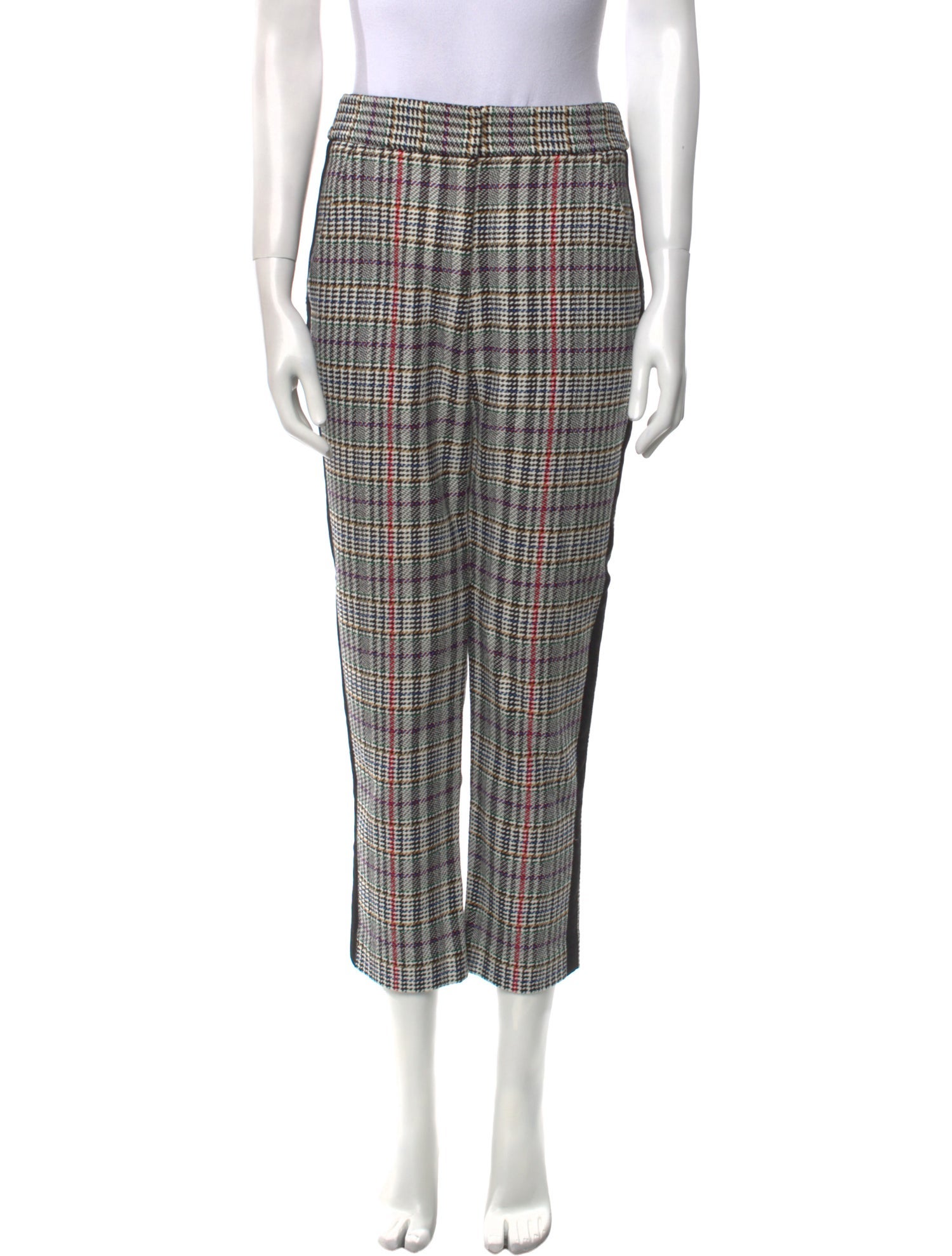 Veronica Beard Plaid Print Straight Leg Pants