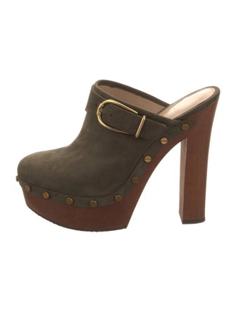 Veronica Beard Suede Studded Accents Mules