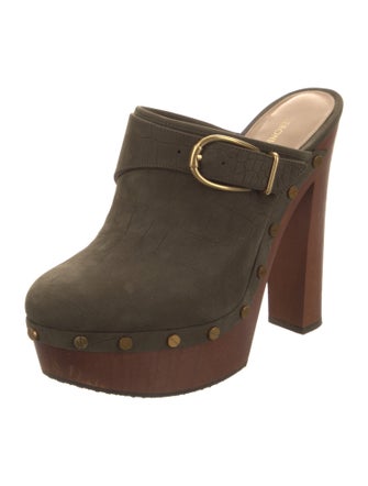 Veronica Beard Suede Studded Accents Mules