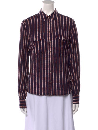 Veronica Beard Silk Striped Button-Up Top