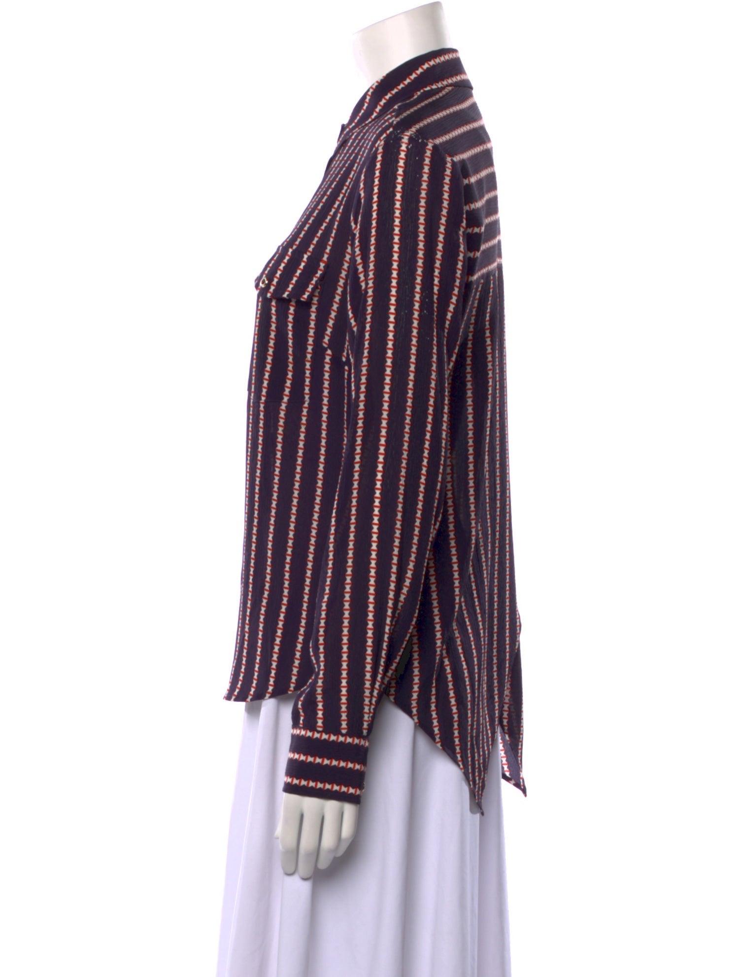 Veronica Beard Silk Striped Button-Up Top