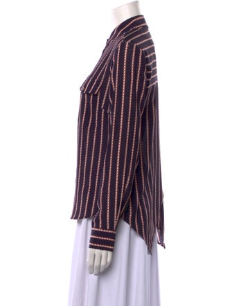 Veronica Beard Silk Striped Button-Up Top