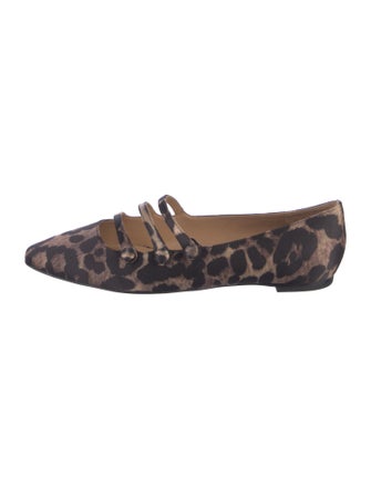 Veronica Beard Satin Animal Print Mary Jane Flats