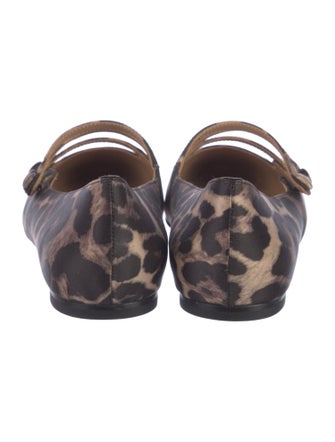 Veronica Beard Satin Animal Print Mary Jane Flats