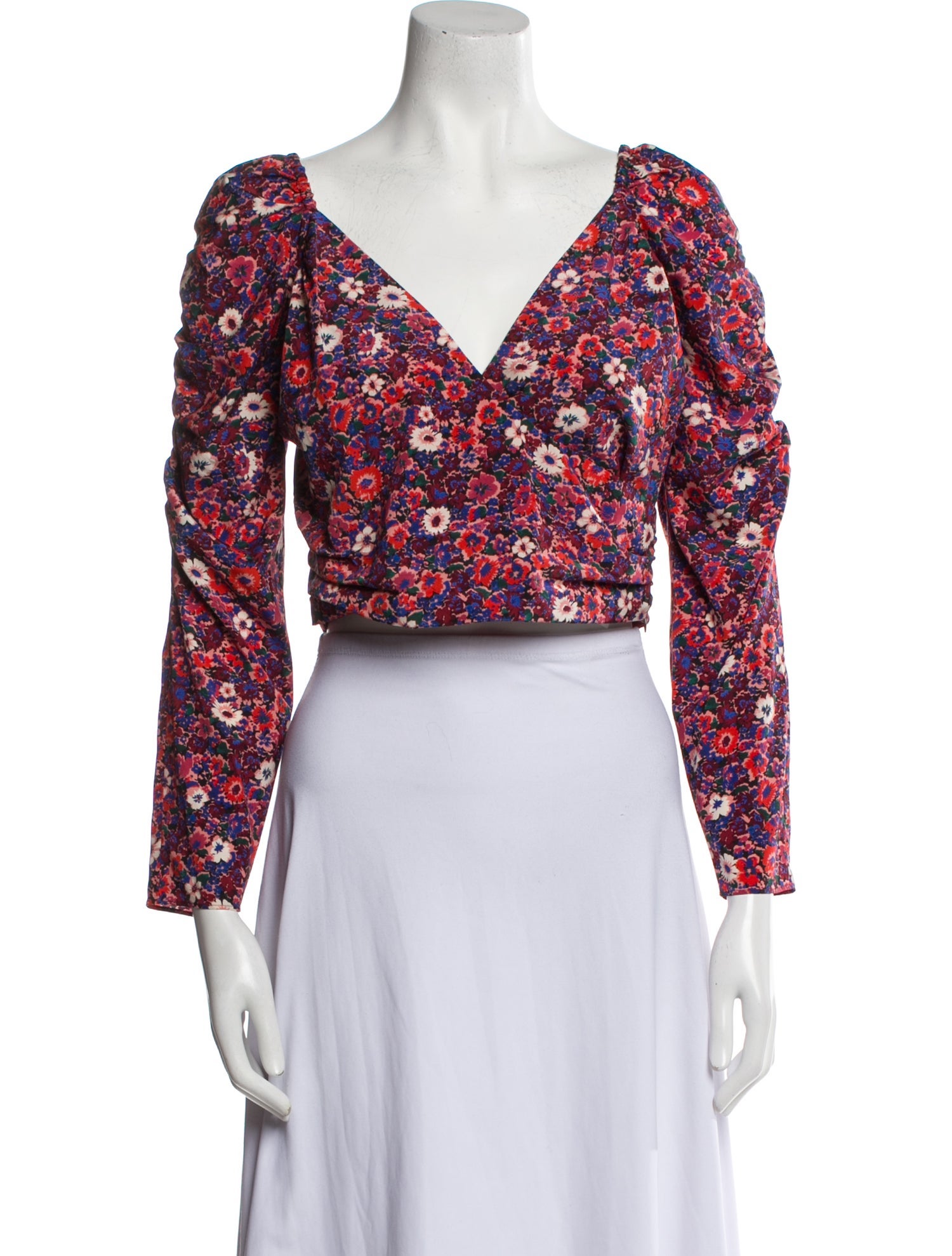 Veronica Beard Silk Floral Print Crop Top