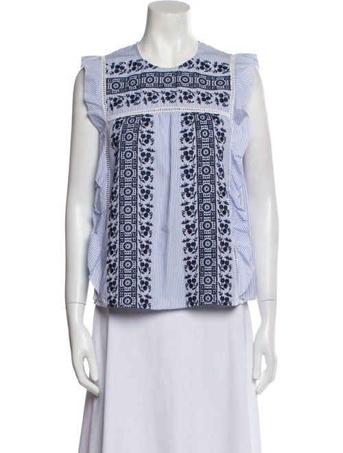 Veronica Beard Printed Crew Neck Top