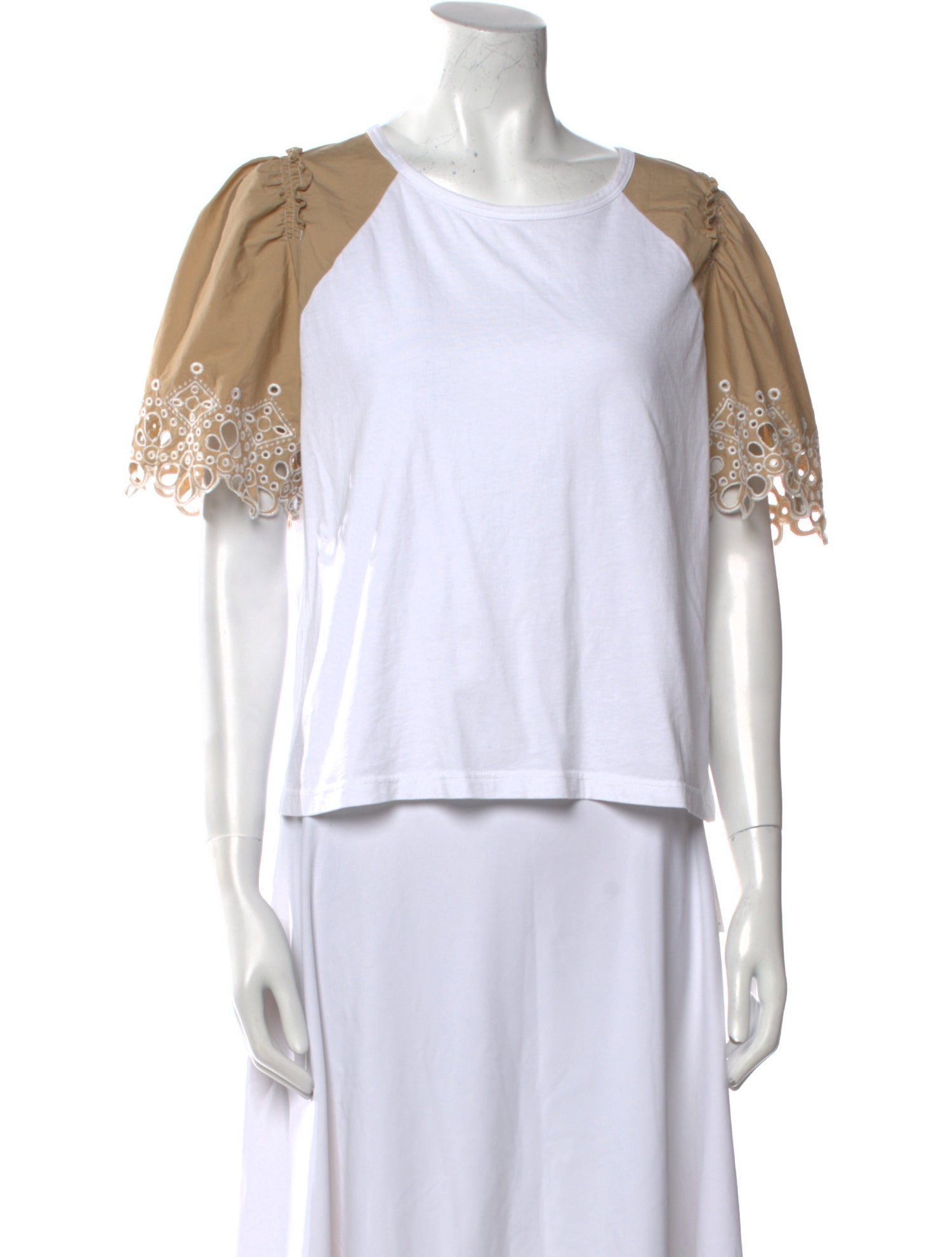 Veronica Beard Crew Neck Short Sleeve Crop Top