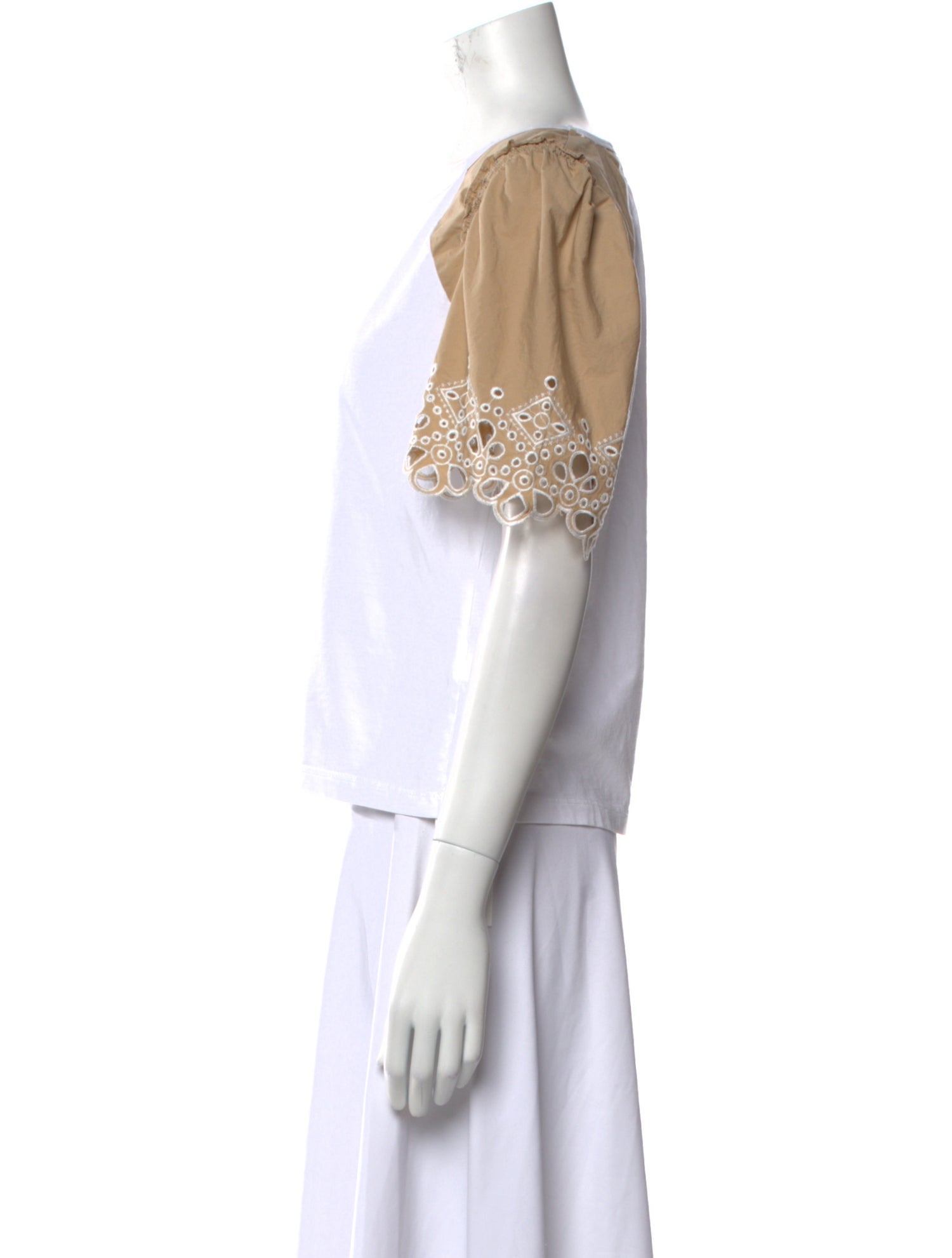 Veronica Beard Crew Neck Short Sleeve Crop Top