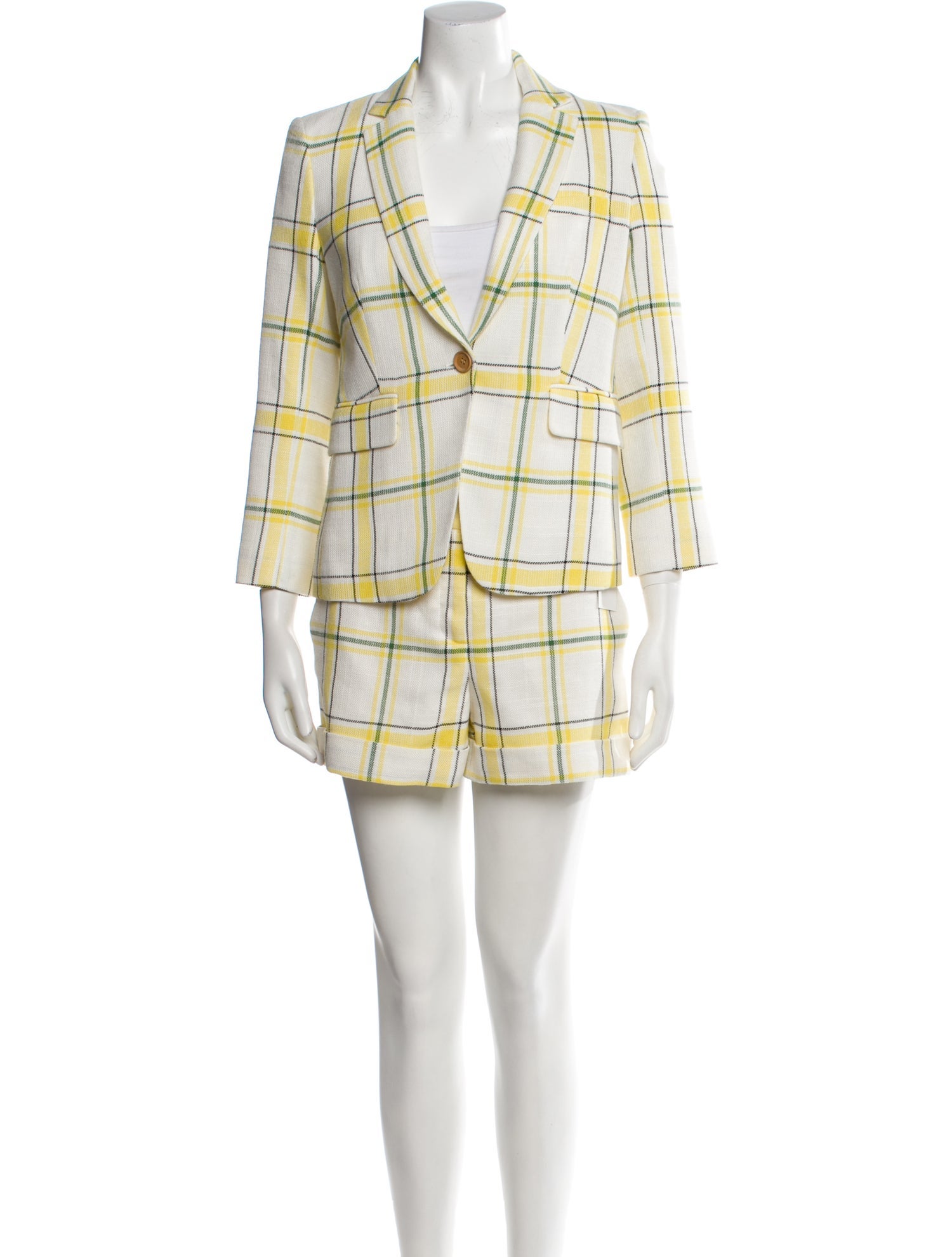 Veronica Beard Plaid Print Short Set