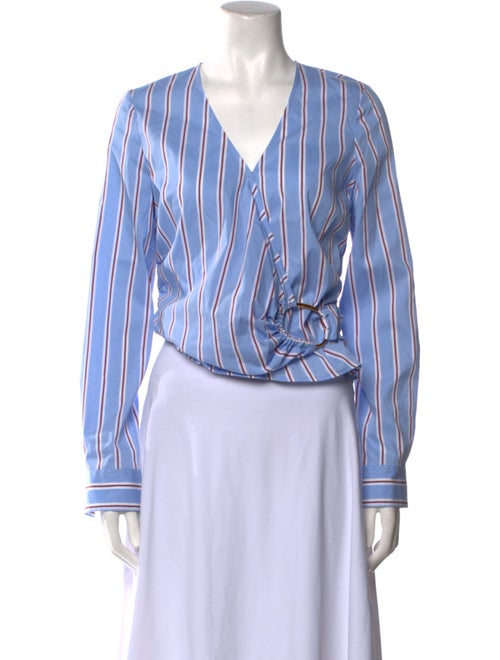 Veronica Beard Striped V-Neck Crop Top