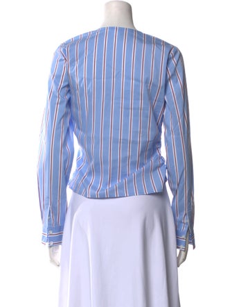 Veronica Beard Striped V-Neck Crop Top