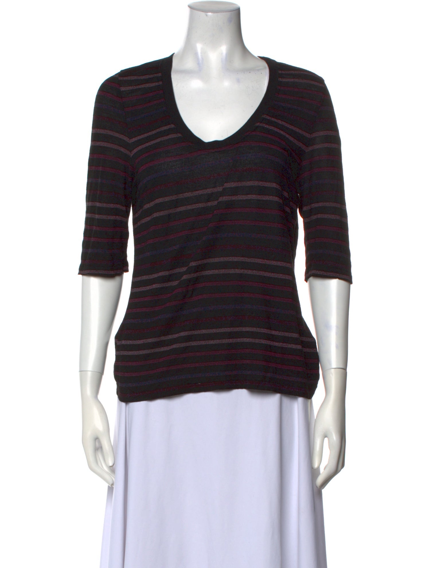 Veronica Beard Striped Scoop Neck T-Shirt