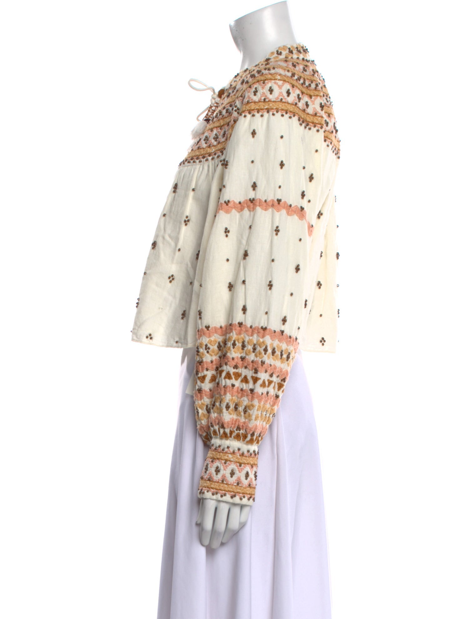 Veronica Beard Printed Mock Neck Crop Top