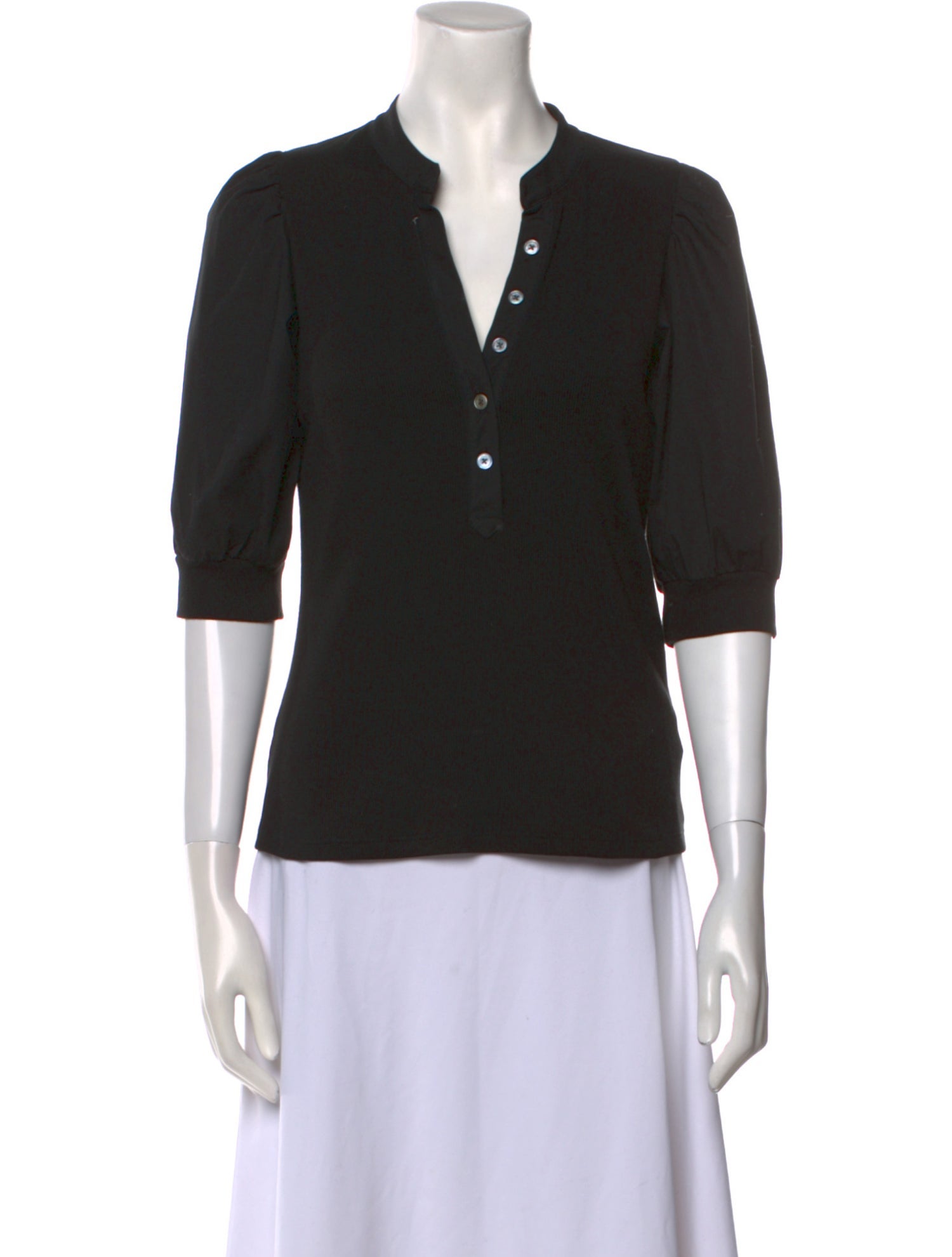 Veronica Beard V-Neck Three-Quarter Sleeve Polo