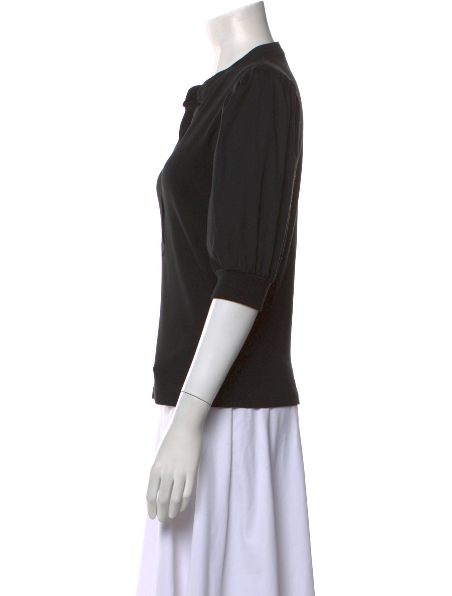 Veronica Beard V-Neck Three-Quarter Sleeve Polo