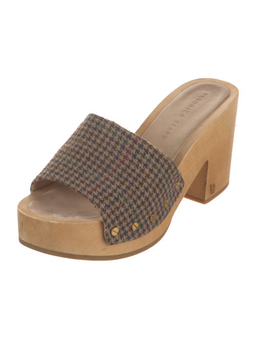 Veronica Beard Houndstooth Print Studded Accents Slides