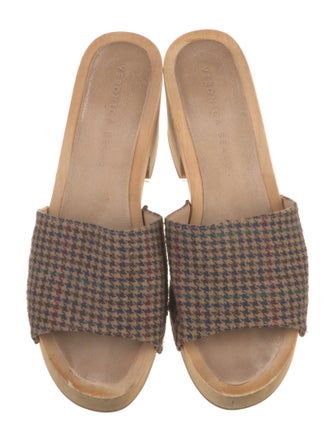Veronica Beard Houndstooth Print Studded Accents Slides