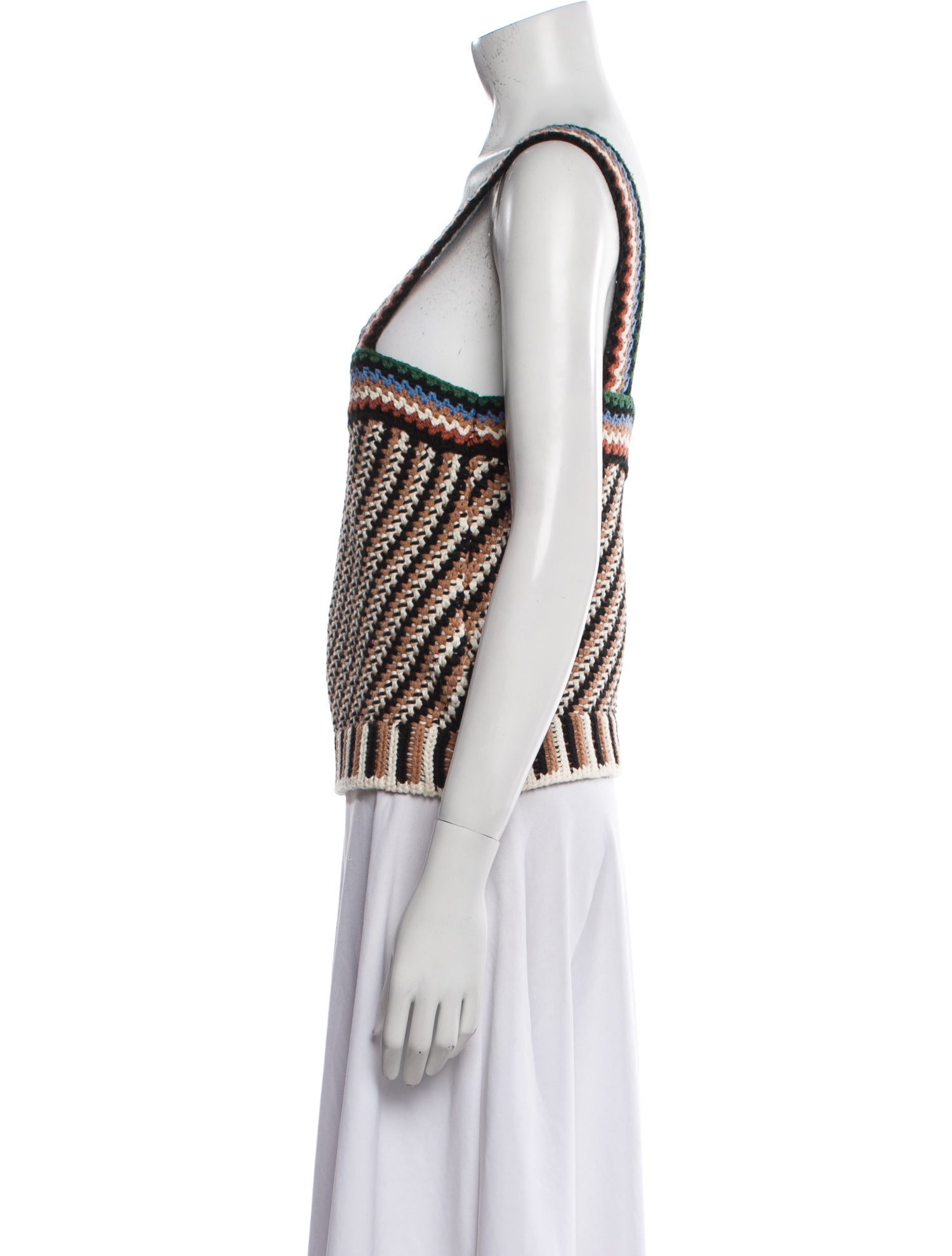 Veronica Beard Striped Square Neckline Crop Top