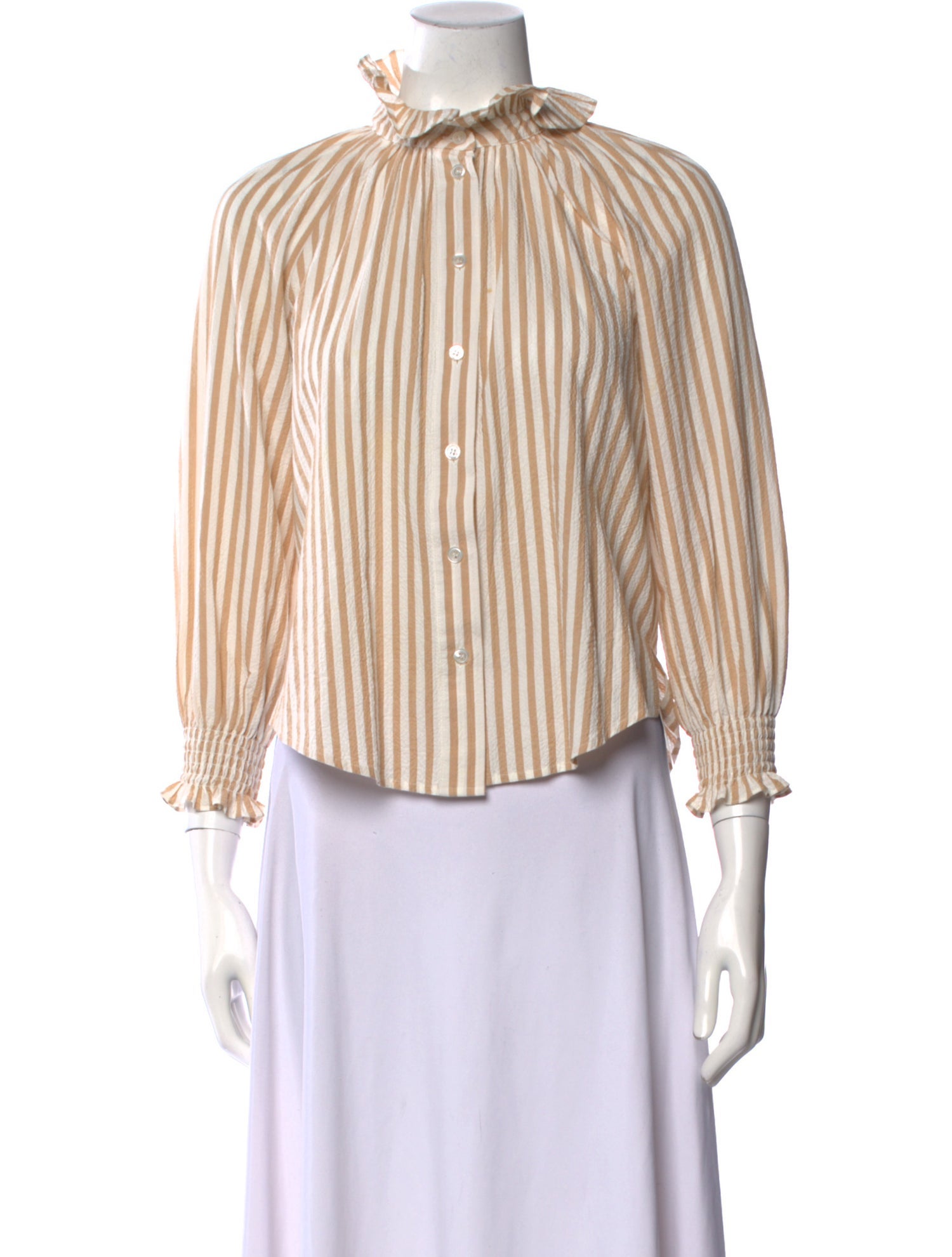 Veronica Beard Striped Mock Neck Top