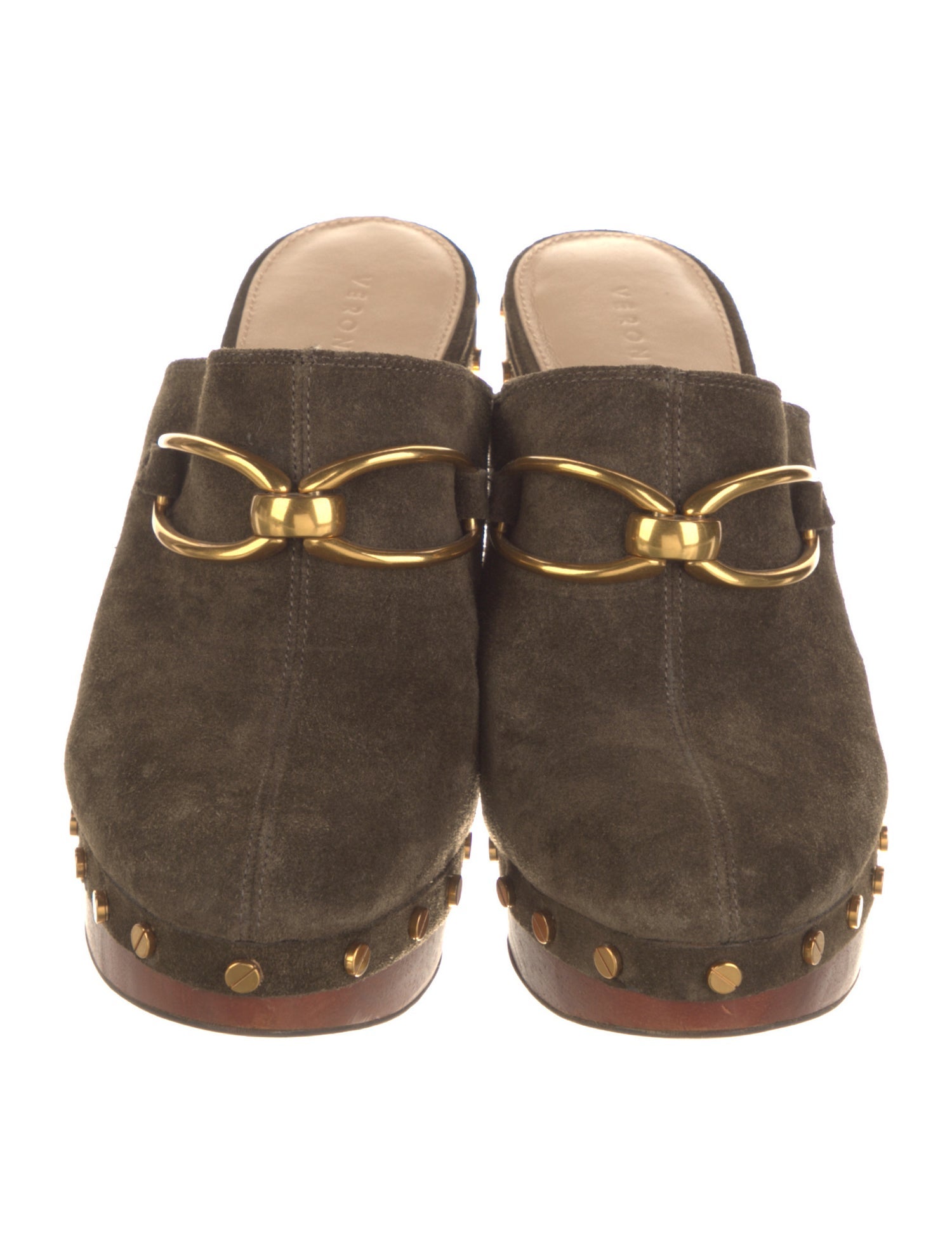 Veronica Beard Suede Studded Accents Mules