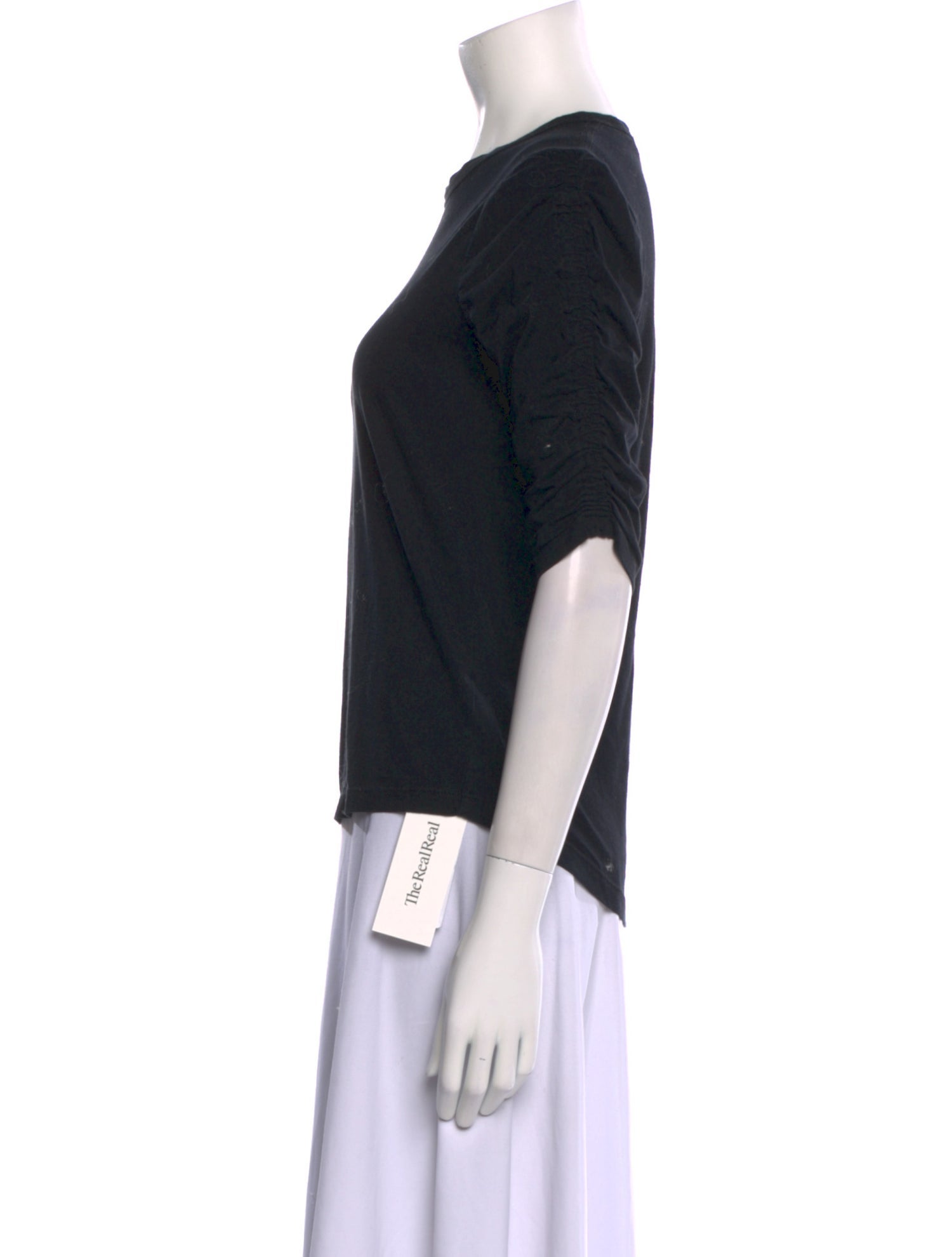 Veronica Beard Bateau Neckline Three-Quarter Sleeve Top