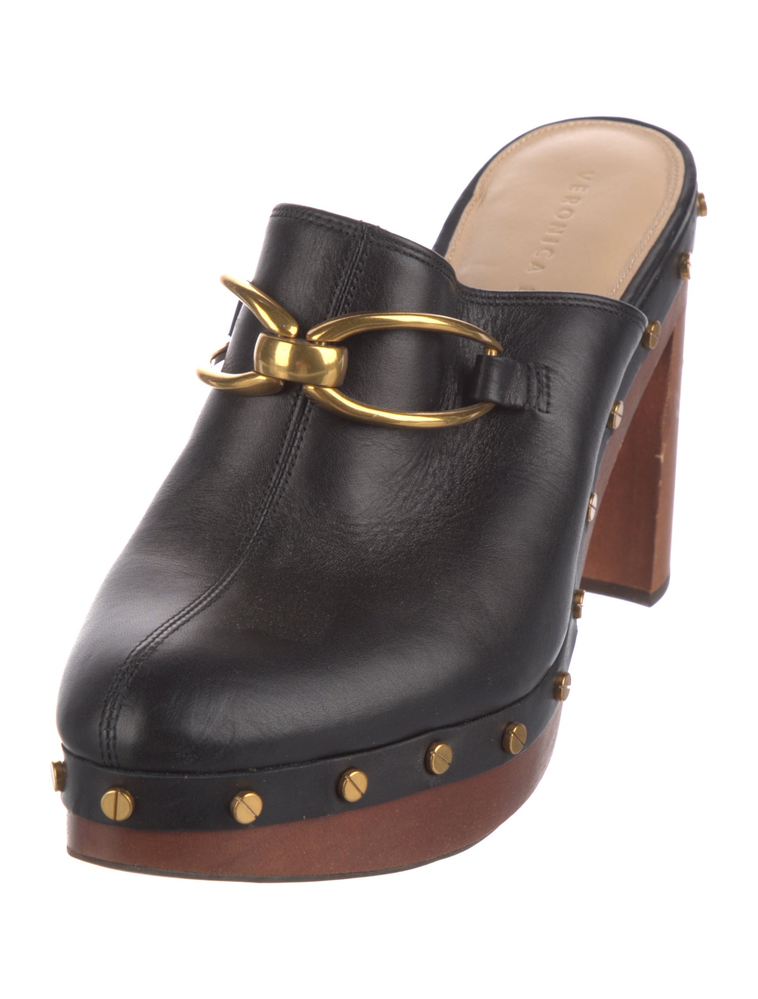 Veronica Beard Leather Colorblock Pattern Mules