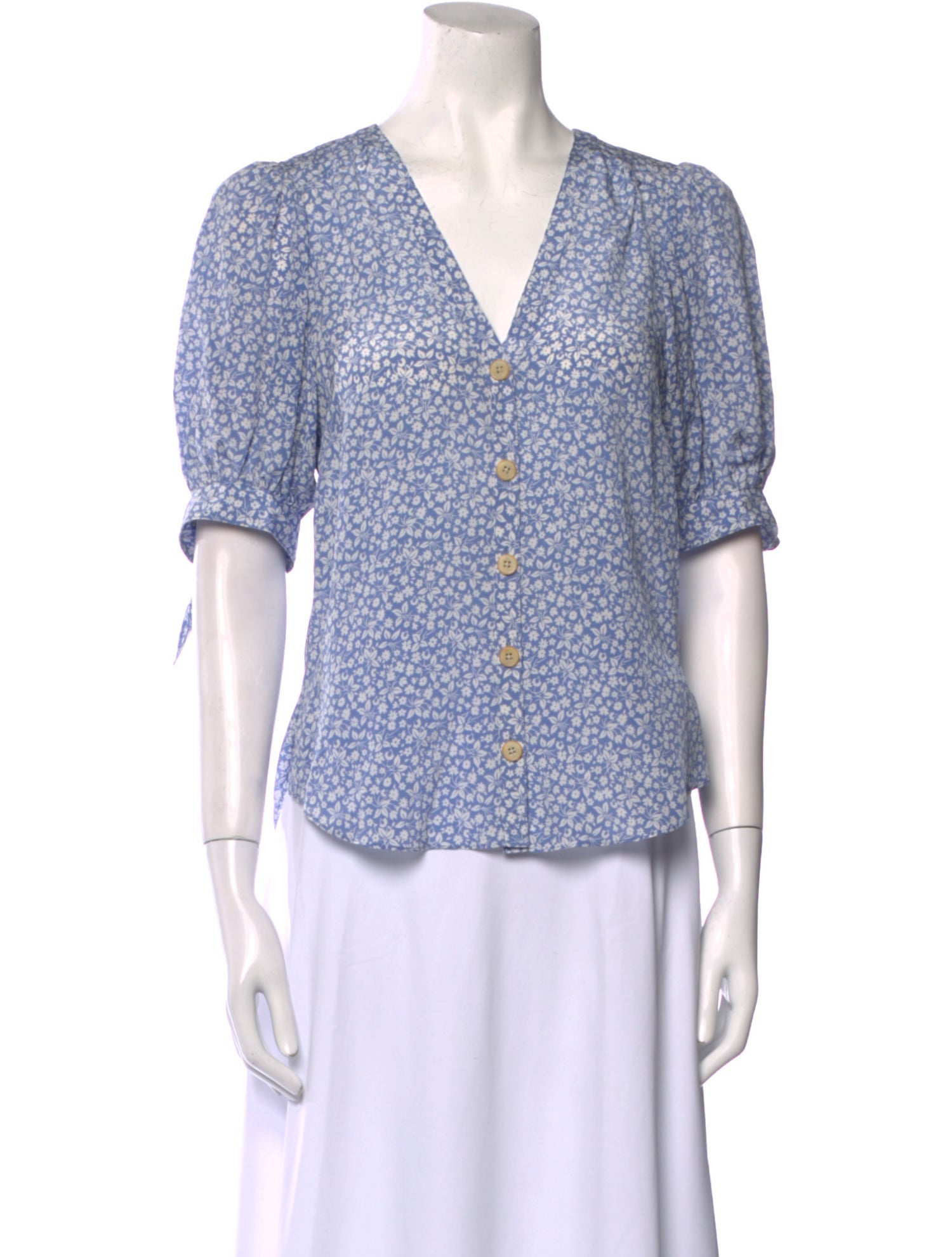 Veronica Beard Silk Printed Button-Up Top