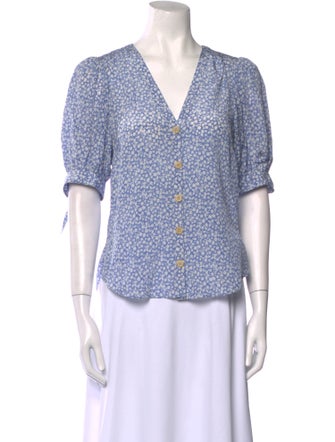 Veronica Beard Silk Printed Button-Up Top