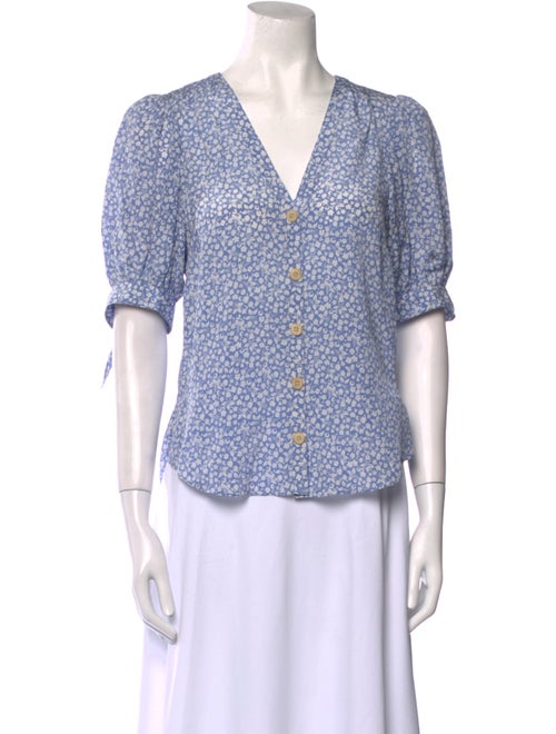 Veronica Beard Silk Printed Button-Up Top