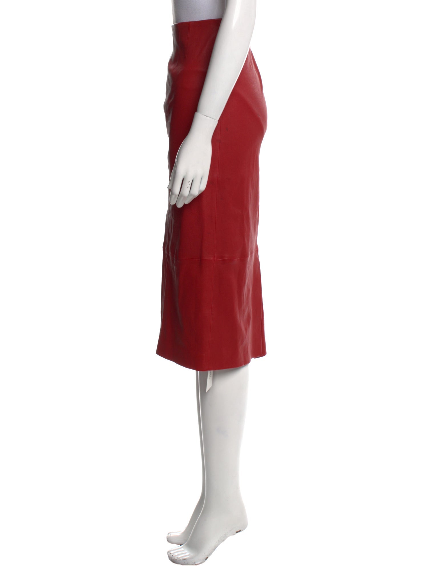 Veronica Beard Lamb Leather Knee-Length Skirt